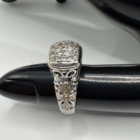 Vintage-Style Sterling Silver Ring with Pave Setting - Size 7 - Picture 13 of 16